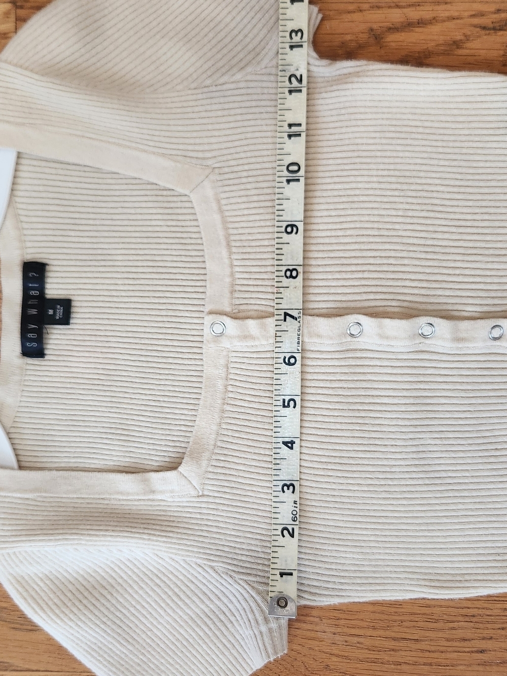 Say What? Cream Ribbed Button-Front Crop Top - Picture 4 of 4